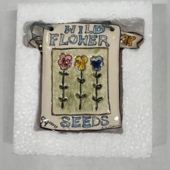 VTG Blue Sky Clayworks Butterfly's Welcome Wild Flower Seeds Plaque Wall Hanging - Picture 4 of 6